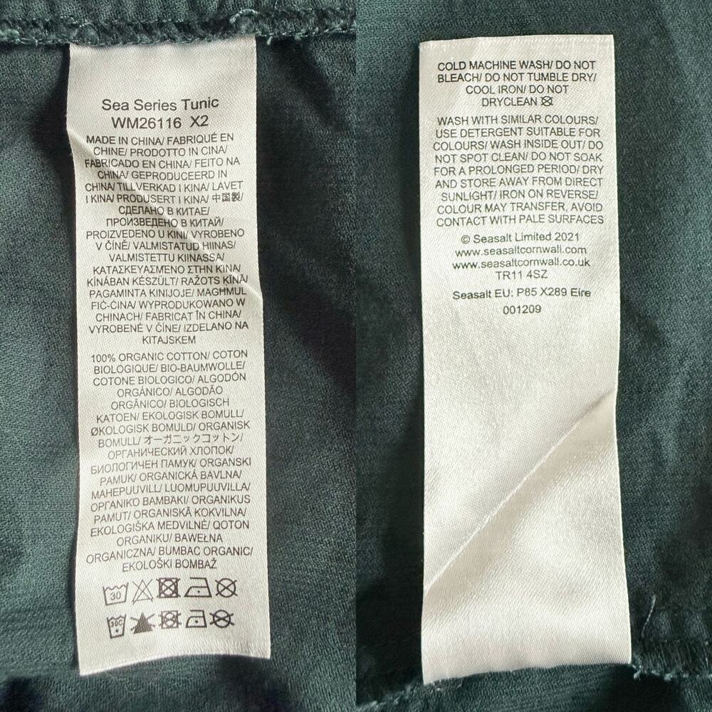 Seasalt Cornwall Tunic Cotton Corduroy Pine Green 3/4 Sleeves US 12 Cottagecore - Picture 6 of 11